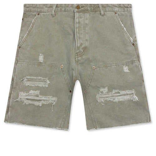Ryan Double Knee Shorts - Washed Olive