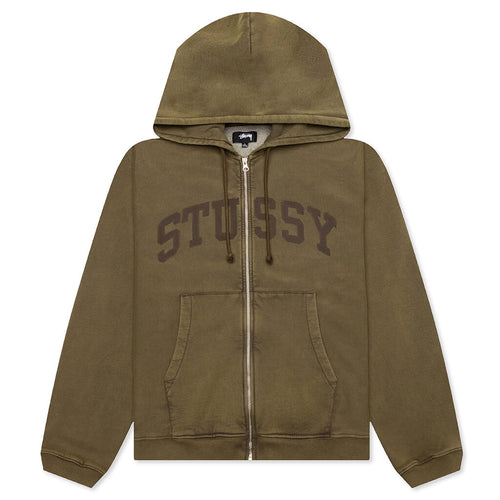 Faded Graphic Zip Hoodie - Olive