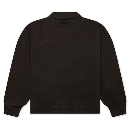 Knit L/S Polo - Off Black