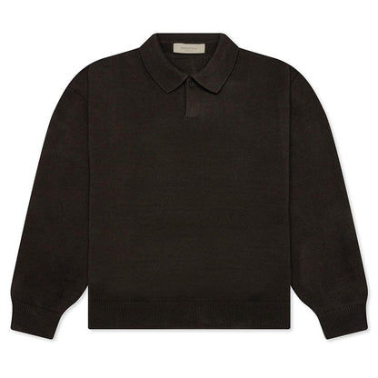 Knit L/S Polo - Off Black
