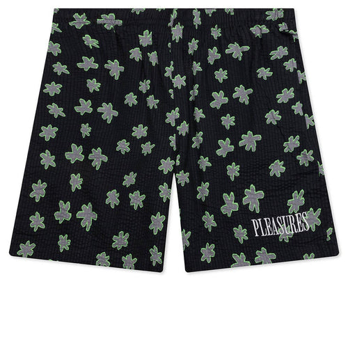 Floral Seersucker Shorts - Black