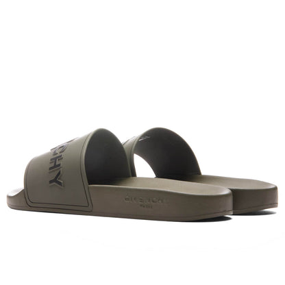 Slide Flat Sandals - Khaki