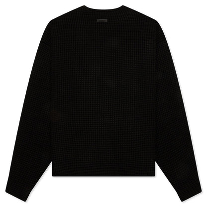Heavy Waffle Cardigan - Black