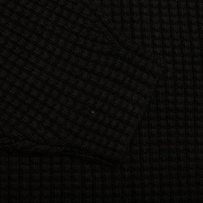 Heavy Waffle Cardigan - Black