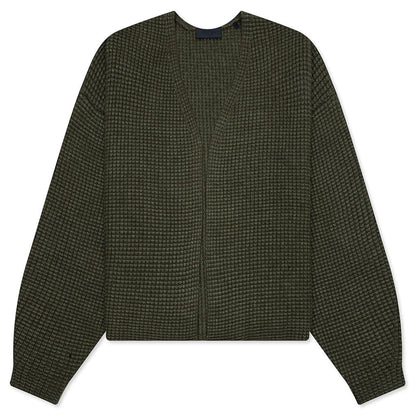 Heavy Waffle Cardigan - Military