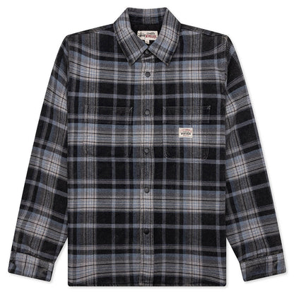 Heavy Washed Plaid Shirt - Blue