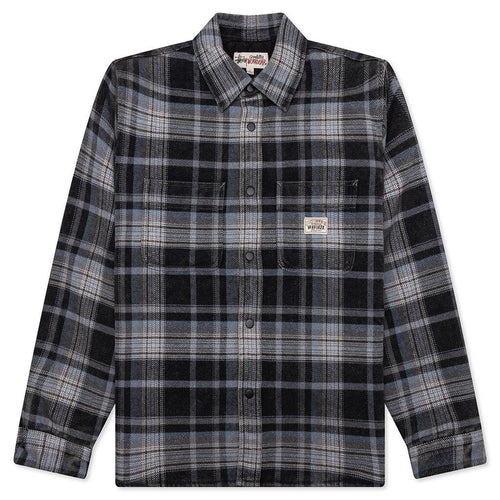 Heavy Washed Plaid Shirt - Blue