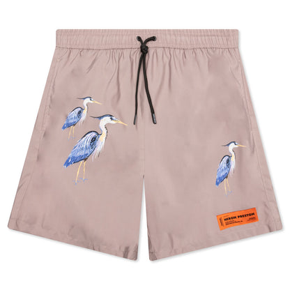 Nylon Printed Swimshorts - Taupe Herons