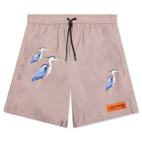Nylon Printed Swimshorts - Taupe Herons