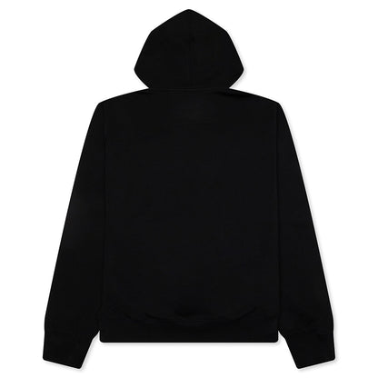 Fleece Hoodie With Unicorns Embroidery - Black