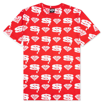 Diamonds and Dollars S/S Tee - Fiery Red