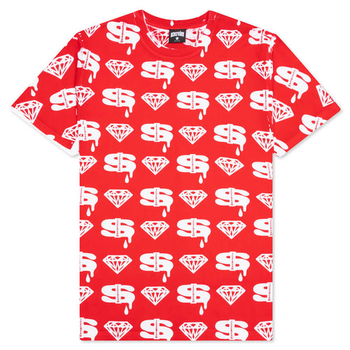 Diamonds and Dollars S/S Tee - Fiery Red