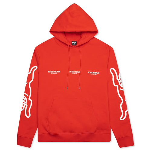 White Hoodie - Fiery Red