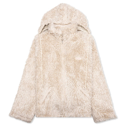 Shaggy Fleece Faux Fur Jacket - Glass