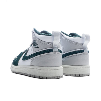 Jordan 1 Mid SE (PS) - White/Oxidized Green/Sail/Neutral Grey