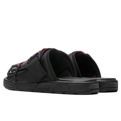 Logo Tape Kalpi Sandals - Black/Blue Turkis