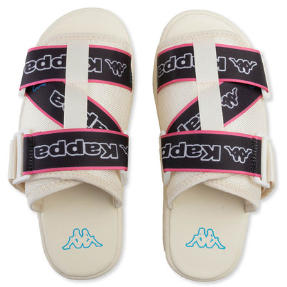 Logo Tape Kalpi Sandals - Cream/Blue Turkis