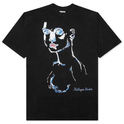 Girl Painting Tee - Black/Red