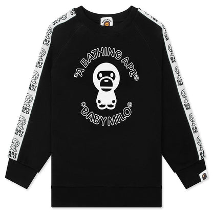 Kids Baby Milo Line Tape Relaxed Fit Crewneck Sweatshirt - Black