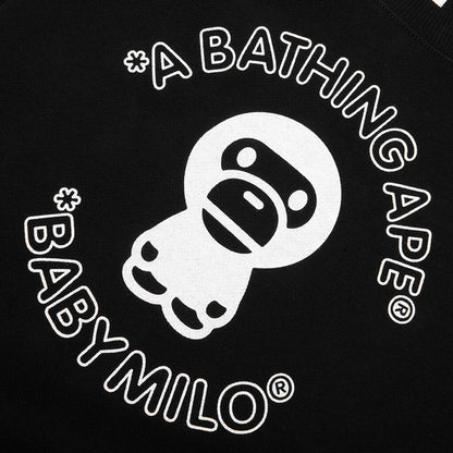 Kids Baby Milo Line Tape Relaxed Fit Crewneck Sweatshirt - Black
