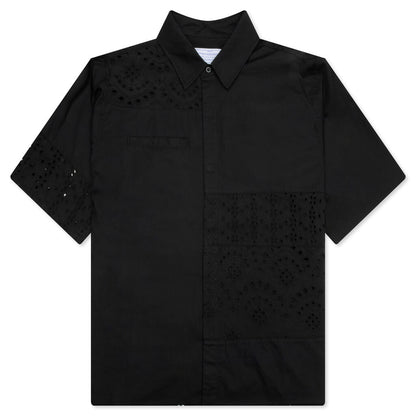Lace Button Up - Black