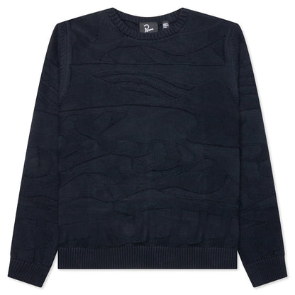 Landscaped Knitted Pullover - Navy Blue
