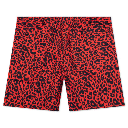 Leopard Active Shorts - Red