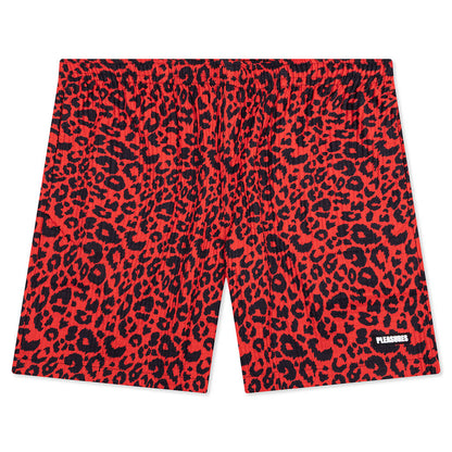 Leopard Active Shorts - Red