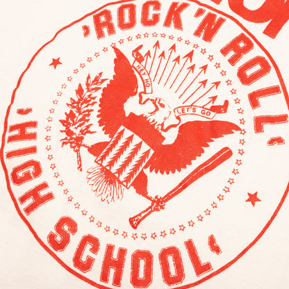 Ramones Rock N Roll High White Text Crew Tee - Dirty White