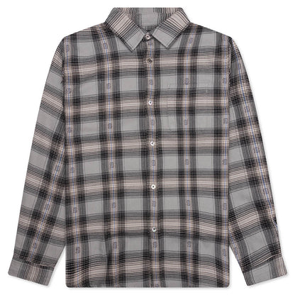Motif Plaid Shirt - Grey