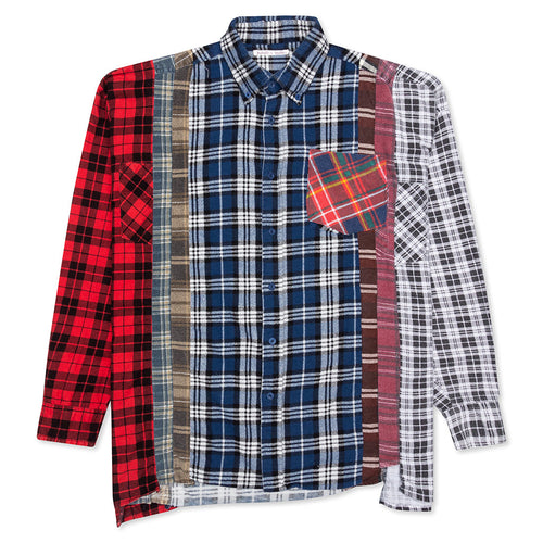 7 Cuts Wide Flannel Shirt - Red/Multi