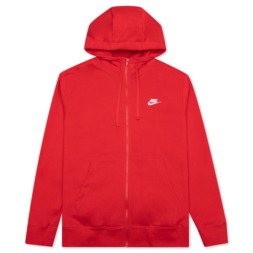 Sportswear Club Fleece Full-Zip Hoodie - University Red/White