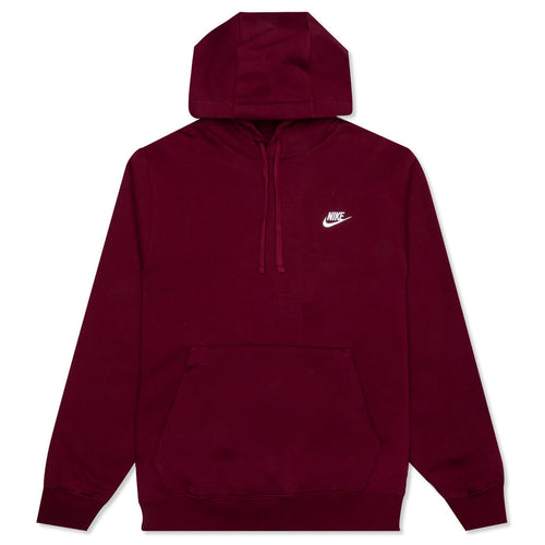 Sportswear Club Fleece Pullover Hoodie - Dark Beetroot/White