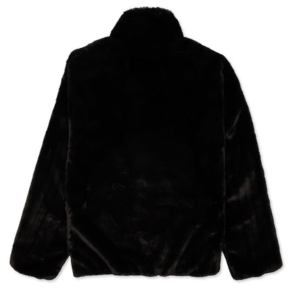 Women's Sportswear Faux Fur Jacket - Black/Fossil