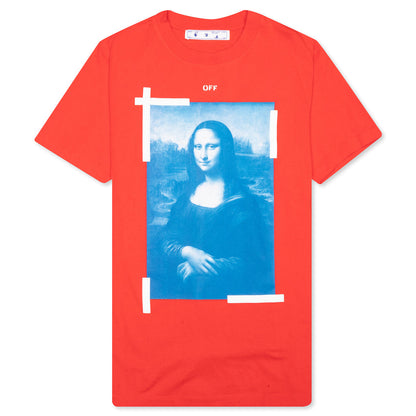 Blue Mona Lisa S/S Slim Tee - Fiery Red/White