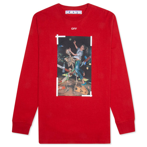 Pascal Print L/S Tee - Red/Light Blue