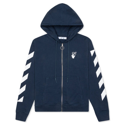 Diag Agreem Slim Zip Hoodie - Dark Blue/White