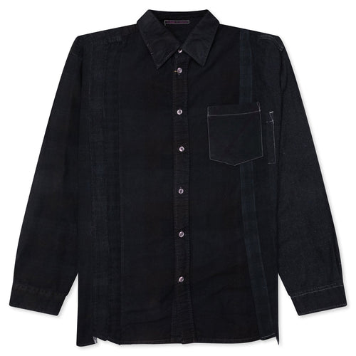 Over Dye 7 Cuts Wide Shirt - Black