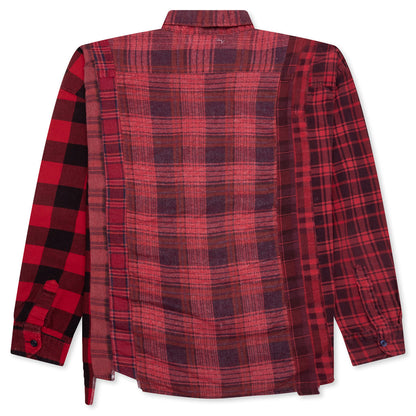 Over Dye 7 Cuts Wide Shirt - Red