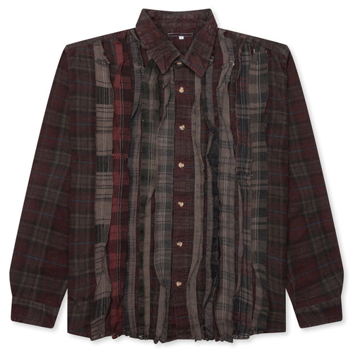 Over Dyed Ribbon Shirt - Brown