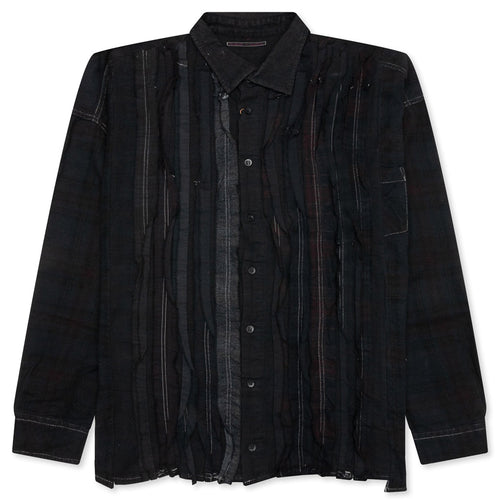 Over Dyed Ribbon Wide Shirt - Black
