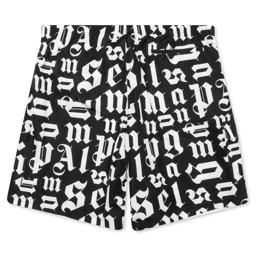 Broken Monogram Swim Short - Black/White