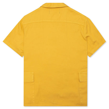 S/S Cotton Cargo Button Down Shirt - Yellow