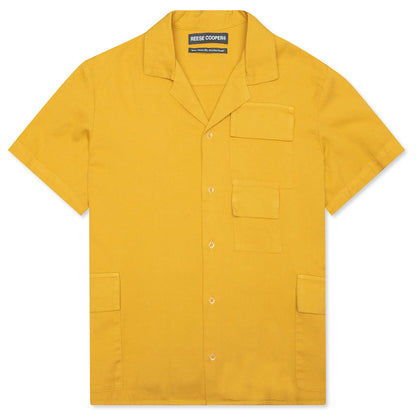 S/S Cotton Cargo Button Down Shirt - Yellow