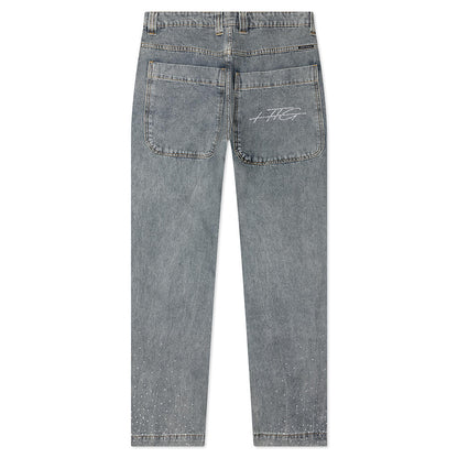 Rhinestone Wide Leg Pant - Indigo
