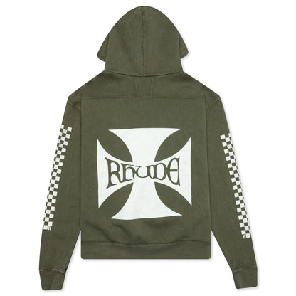 Classic Checkers Graphic Hoodie - Olive