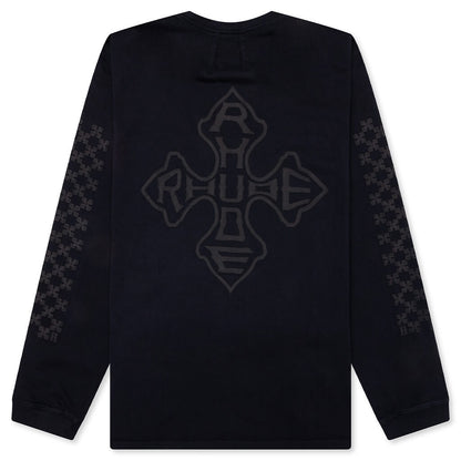 Rhude Cross Logo L/S Tee - Vintage Black