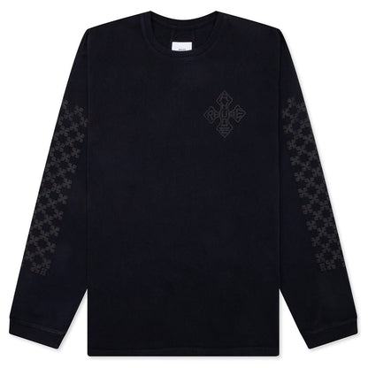 Rhude Cross Logo L/S Tee - Vintage Black