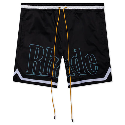 Rhude Logo Basketball Swim Shorts - Black/White