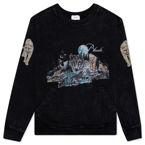 Wolf In Nature Graphic Crewneck - Black